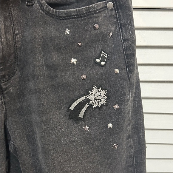 Karl Lagerfeld Charcoal Embellished Denim with patches and metal studding - Picture 6 of 8